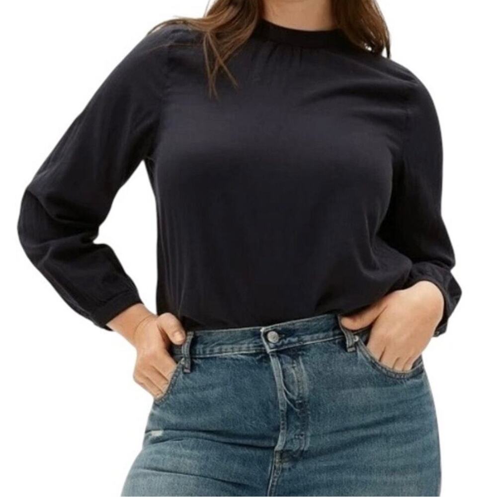 Everlane Button Back Gauze Shirt Long Sleeve Women's 00 Black
